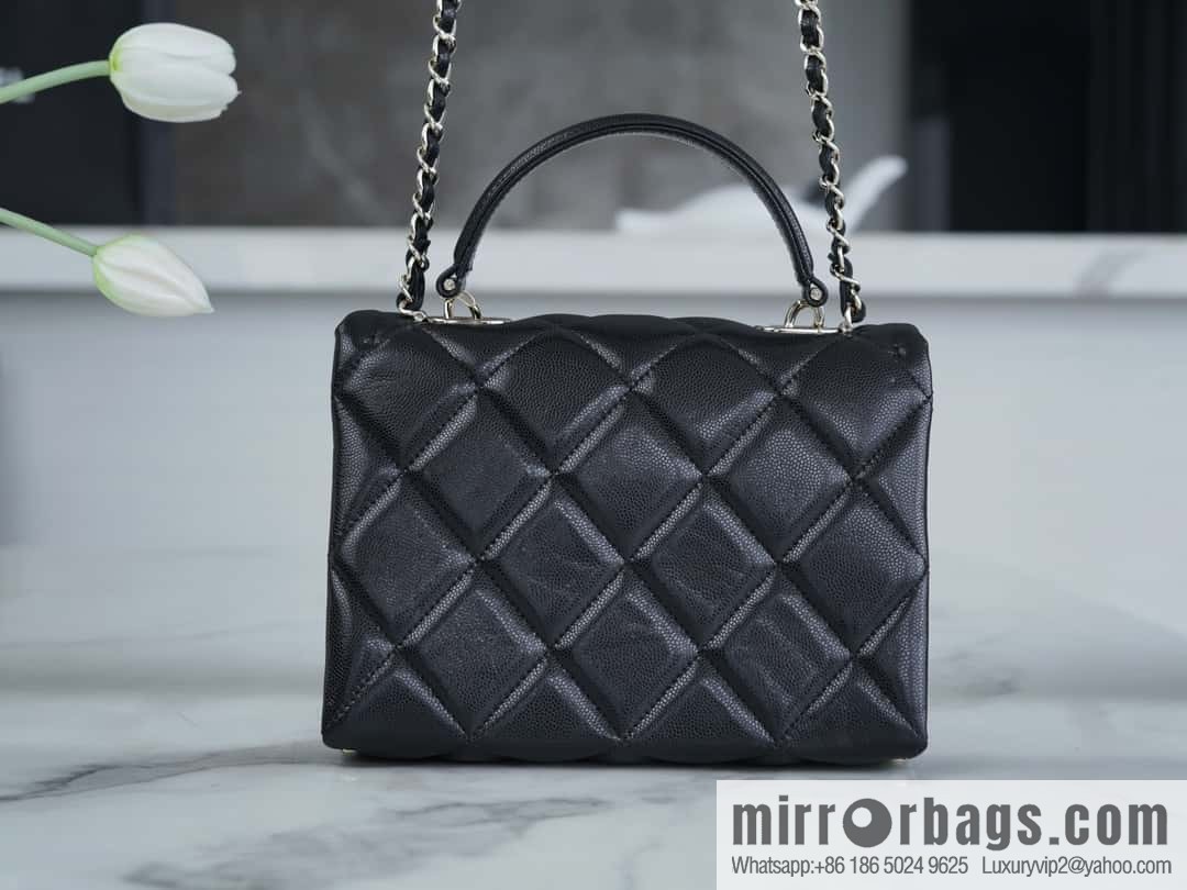 CHANEL 24p handle Kelly box, black small AS4711