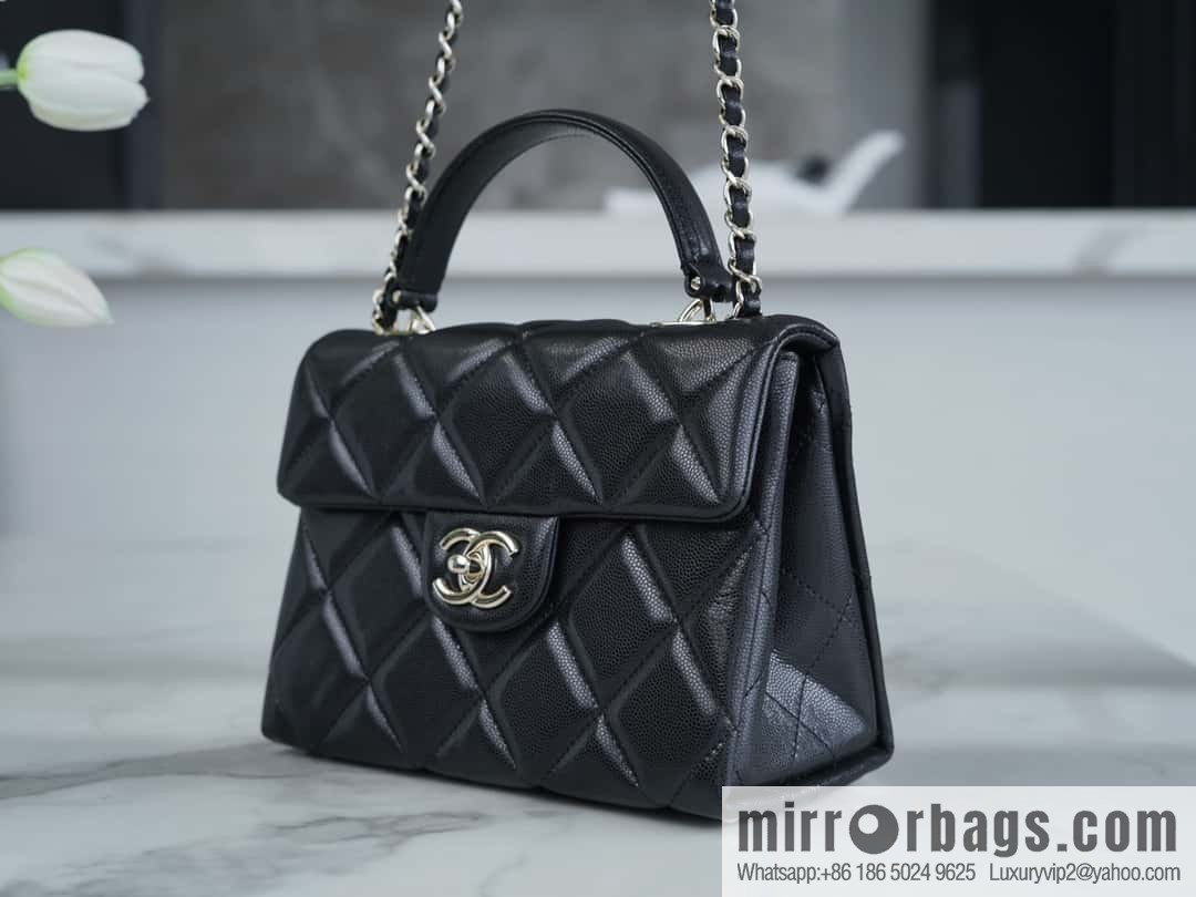 CHANEL 24p handle Kelly box, black small AS4711