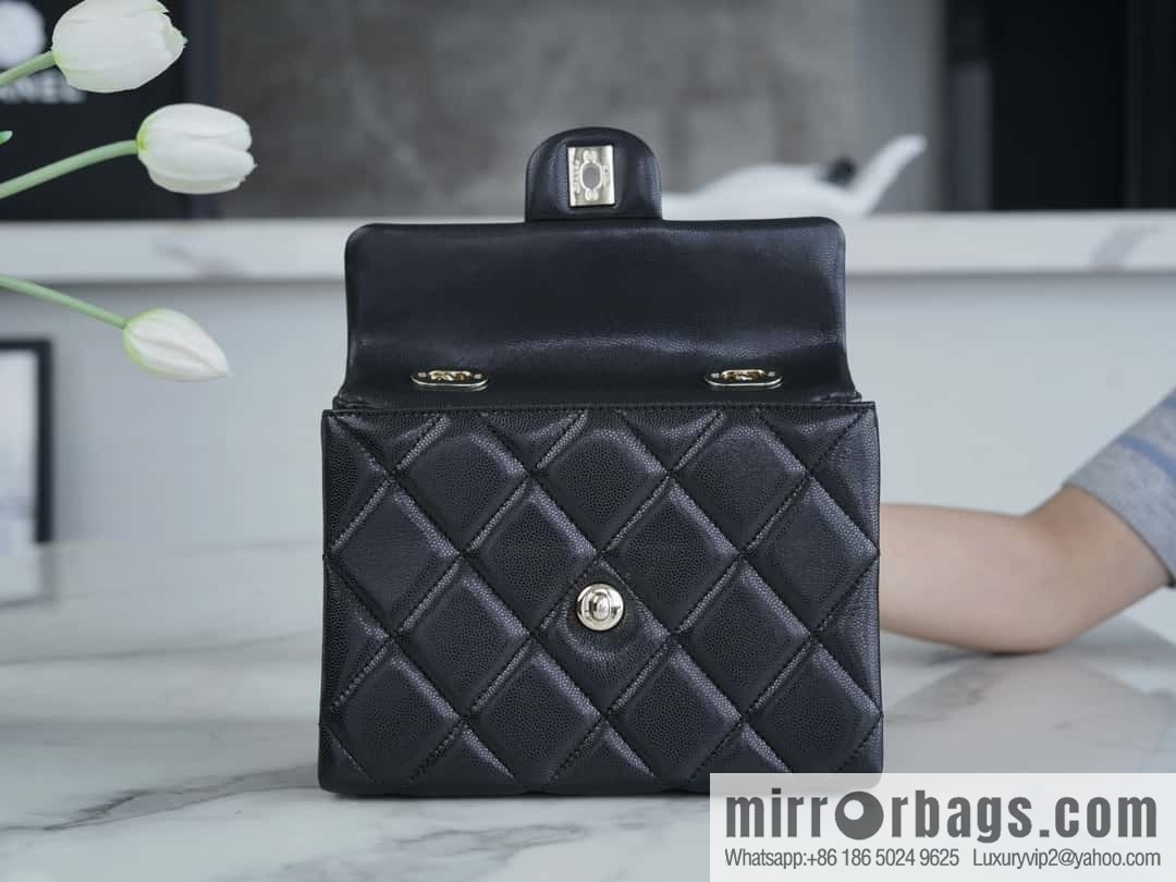 CHANEL 24p handle Kelly box, black small AS4711