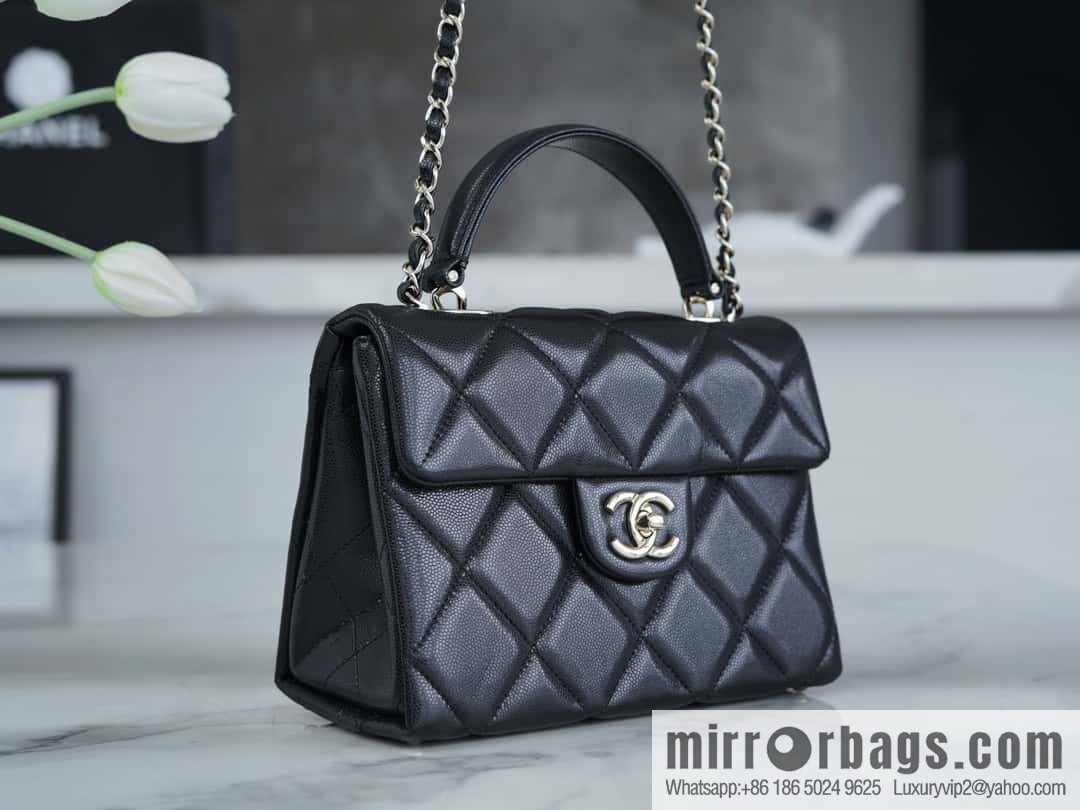 CHANEL 24p handle Kelly box, black small AS4711