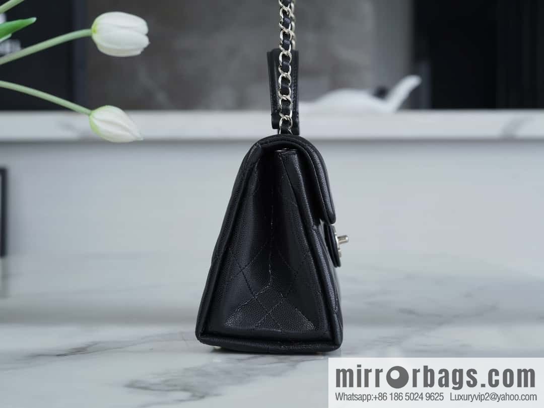 CHANEL 24p handle Kelly box, black small AS4711