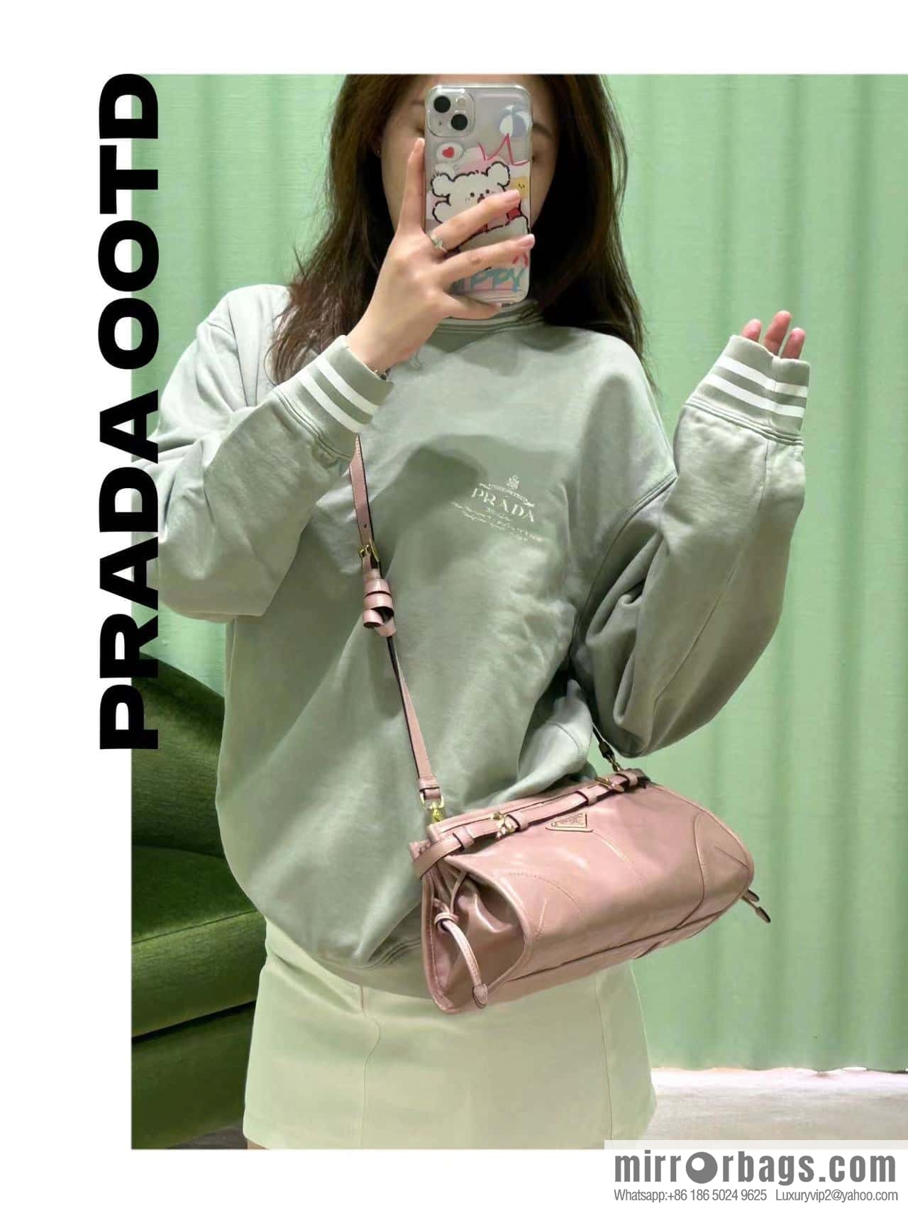 PRADA 🎉 LusSo lf oil wax leather 🎉 1BA215 messenger bag 🎉 pink