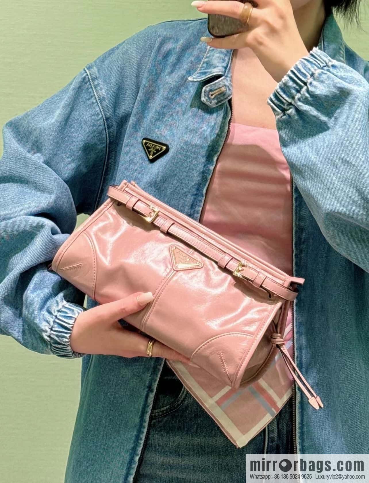 PRADA 🎉 LusSo lf oil wax leather 🎉 1BA215 messenger bag 🎉 pink