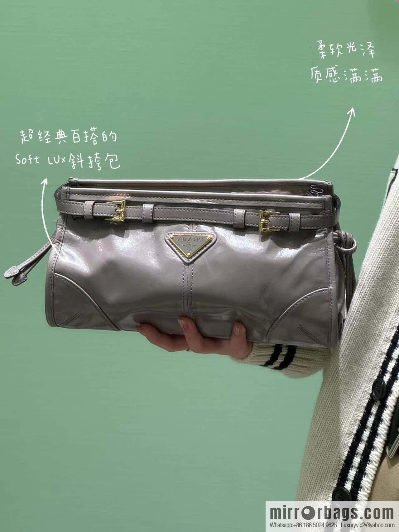 PRADA 🎉 LusSo lf oil wax leather 🎉 1BA215 messenger bag 🎉 grey