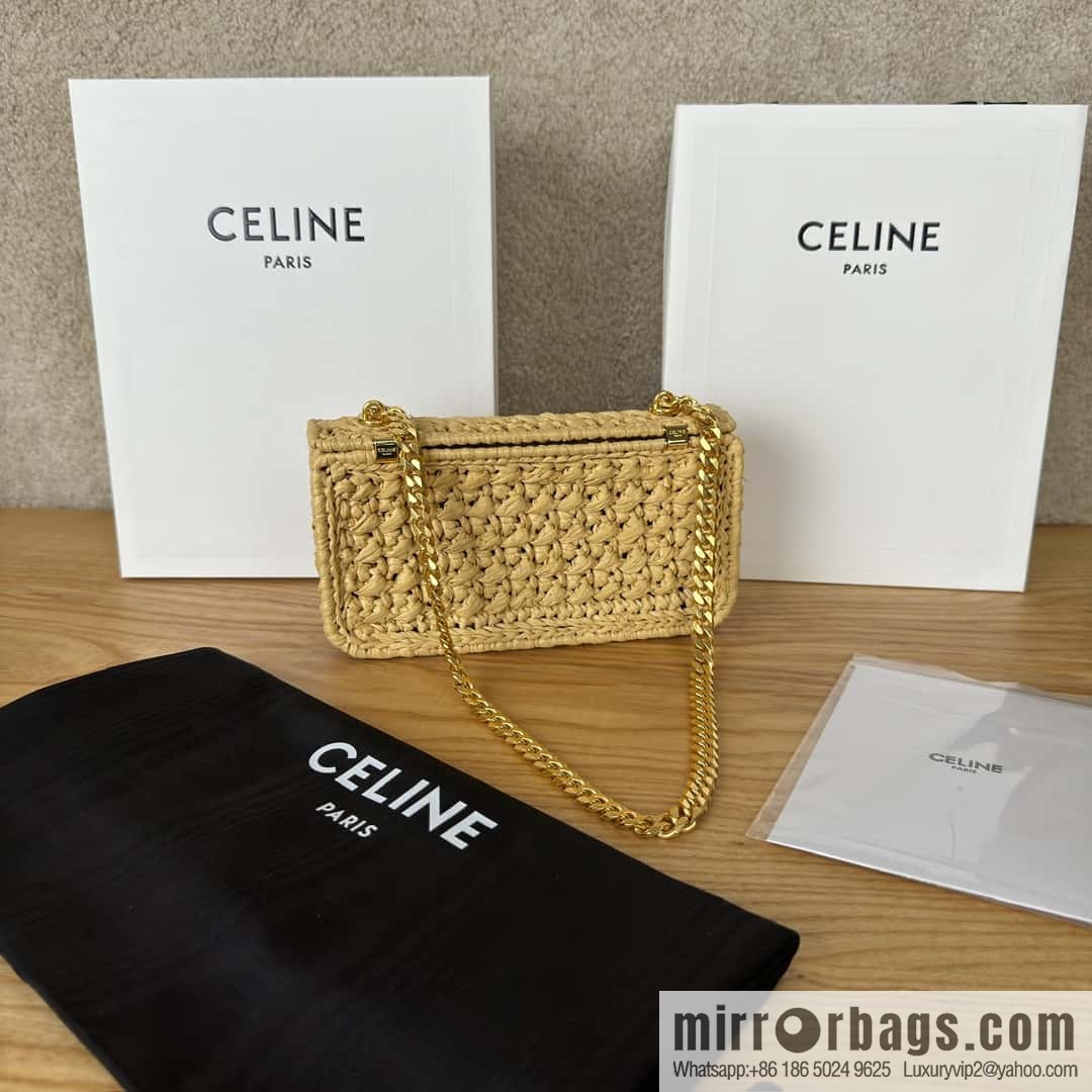 CELINE PARISCLAUDE Plant material effect fabric chain shoulder backpack 112252