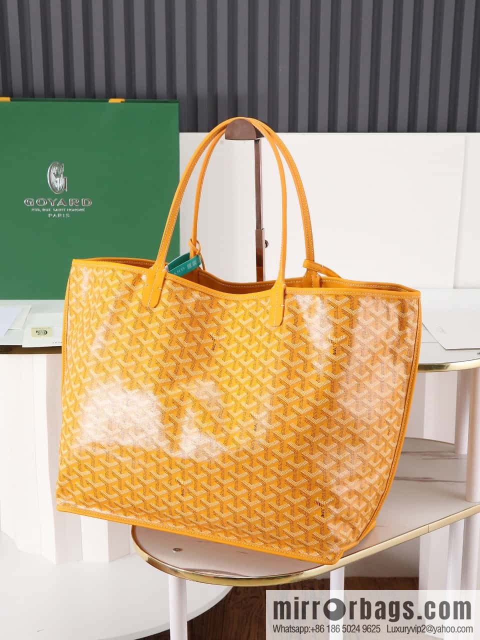[Premium quality, original materials] Goyard reversible anjous double-sided tray extra large yellow tray bag
