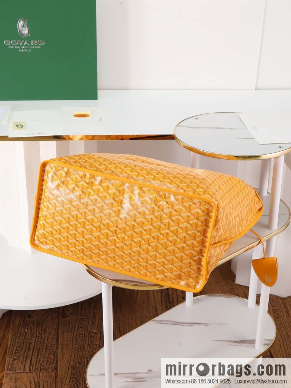 [Premium quality, original materials] Goyard reversible anjous double-sided tray extra large yellow tray bag