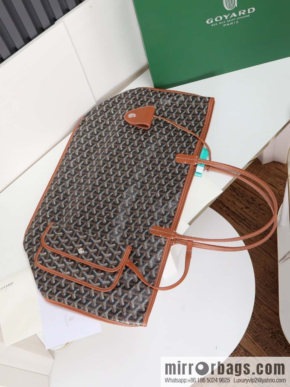[Premium quality, original materials] Goyard reversible anjous double-sided tray extra large brown tray bag