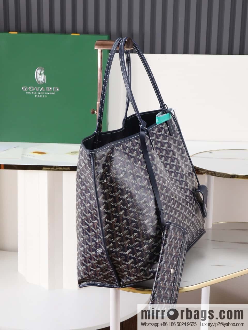 [Premium quality, original materials] Goyard reversible anjous double-sided tray extra large blue tray bag