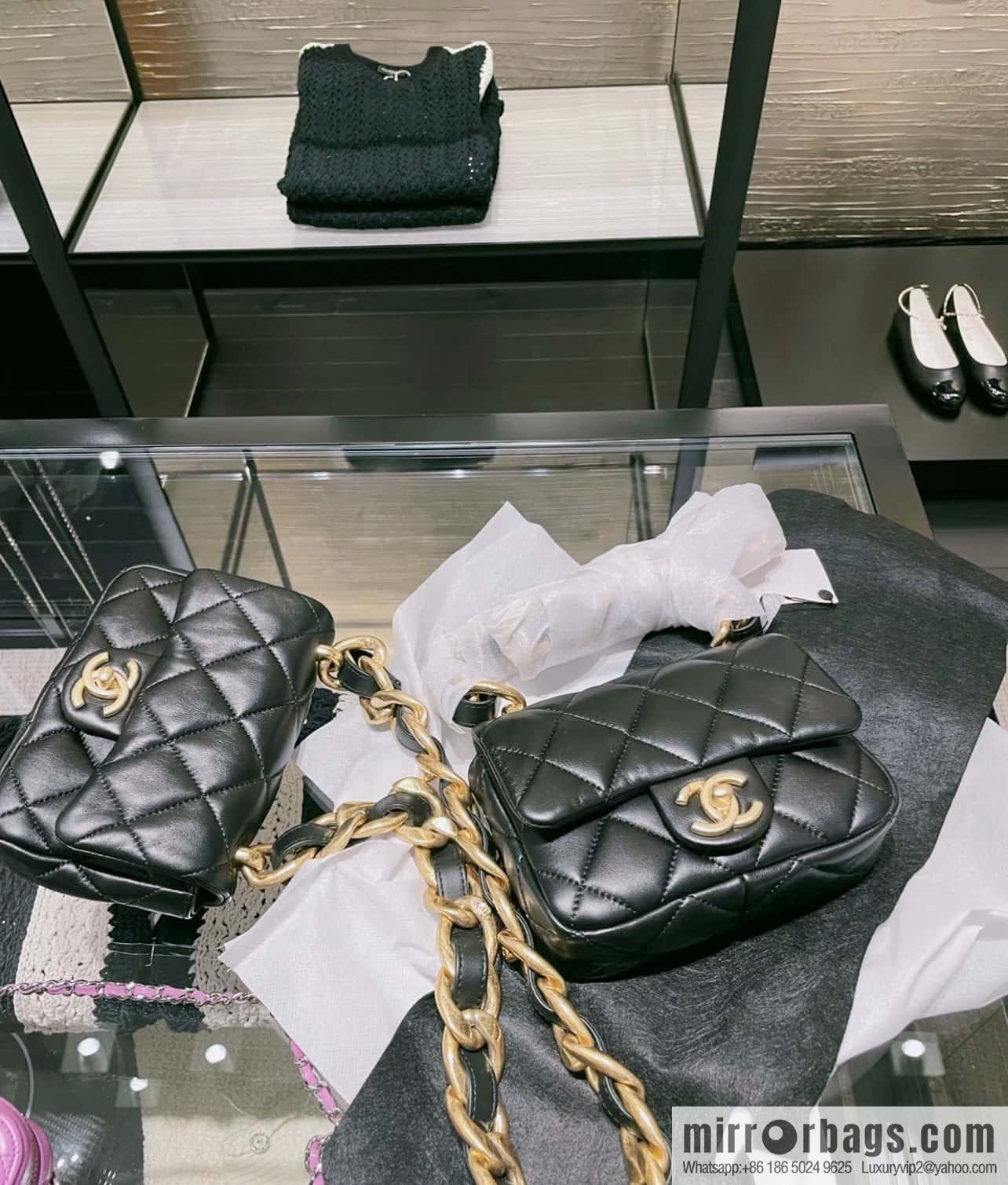 𝗖𝗵𝗮𝗻𝗲𝗹 𝟮𝟮𝘀 thick chain cf armpit bag Genuine leather AS3213