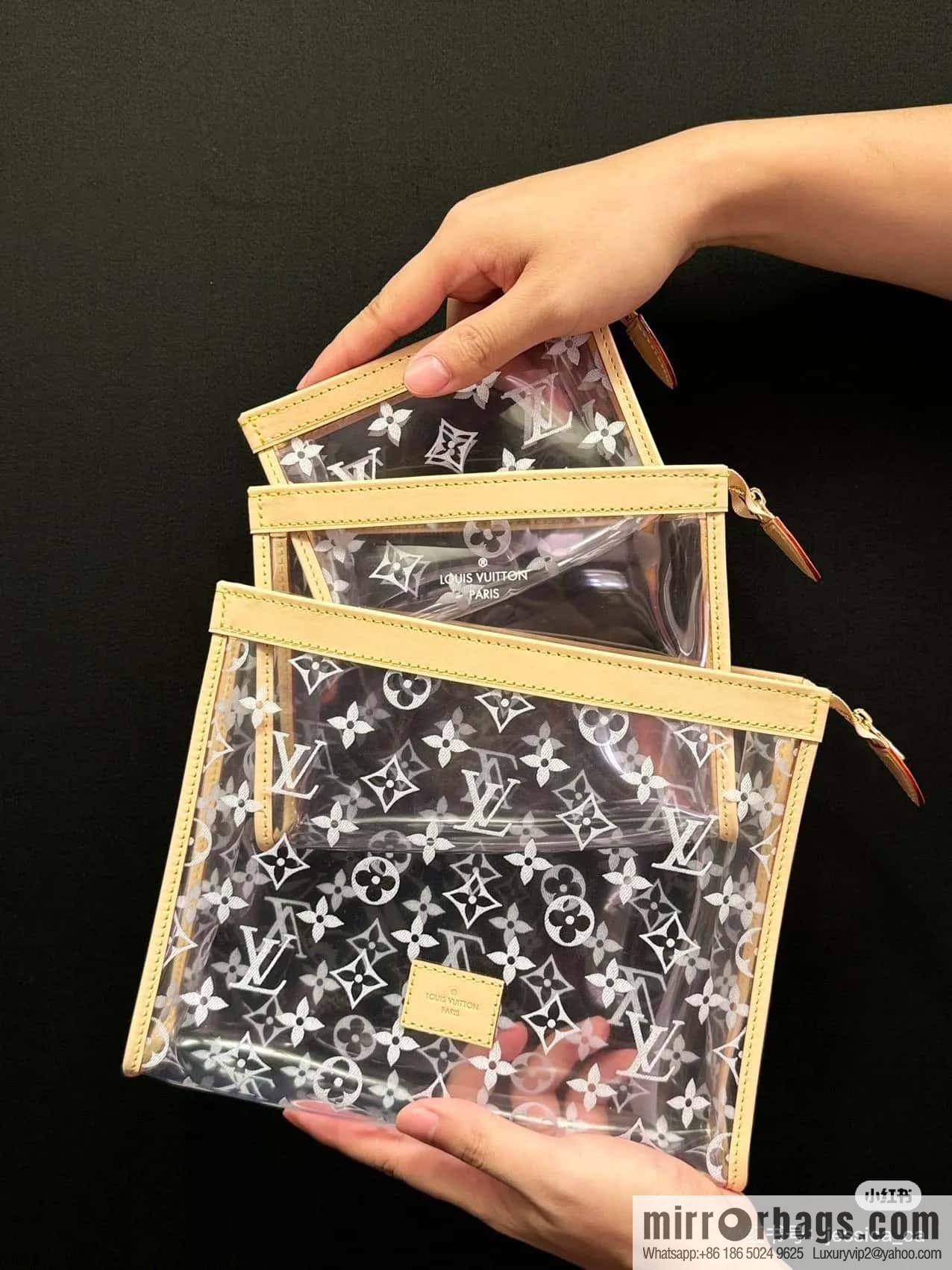 [Original order boutique] M11390 transparent, three-piece handbag clutch bag series Trio Poche Toilette handbag