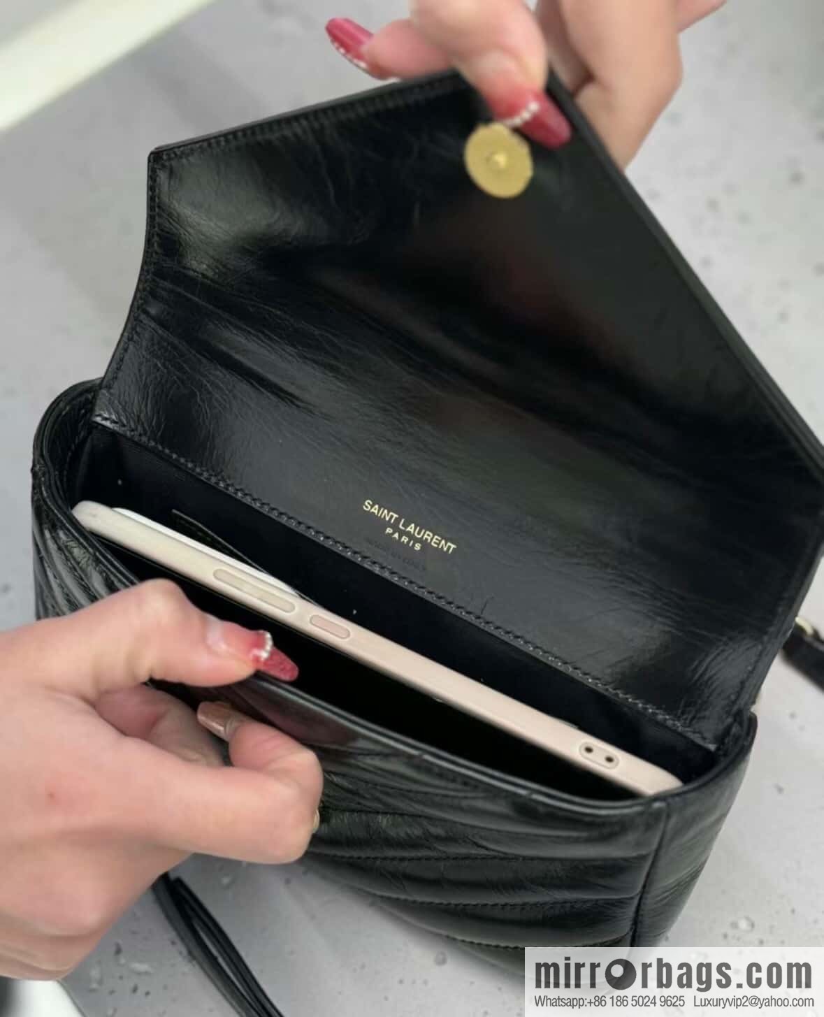 YSL 2024 New COLLEGE Glossy Oil Wax Mini Chain Bag 779430