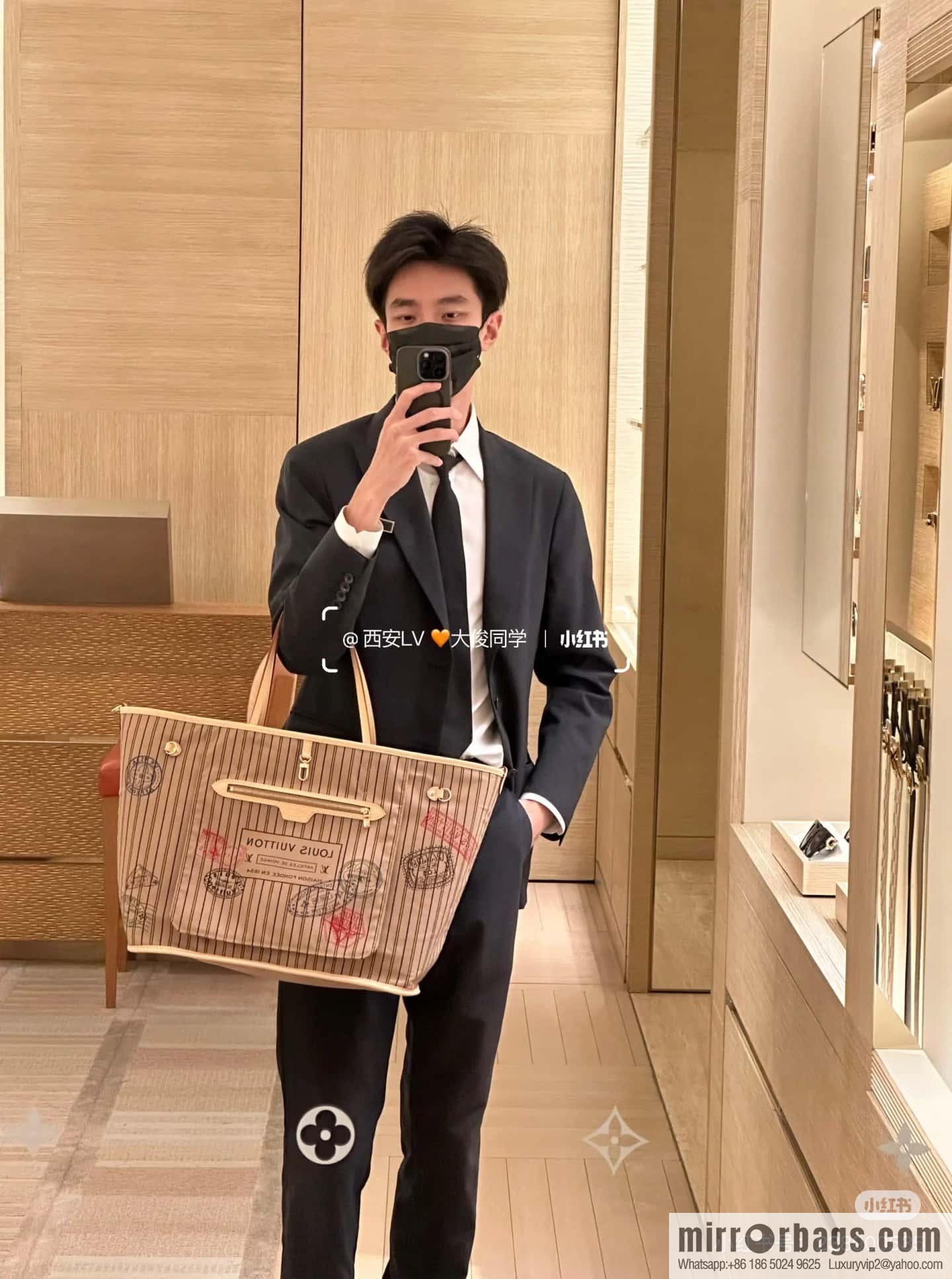 [Original order boutique] M11948 presbyopia apricot (seal double-sided) large shopping bag series NEVERFULL BANDOULIZRE INSIDE OUT large handbag
