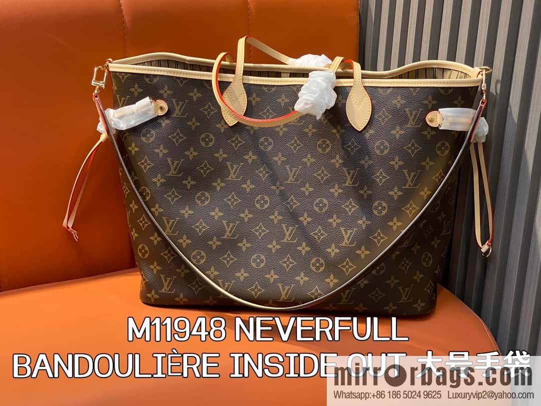 [Original order boutique] M11948 presbyopia apricot (seal double-sided) large shopping bag series NEVERFULL BANDOULIZRE INSIDE OUT large handbag