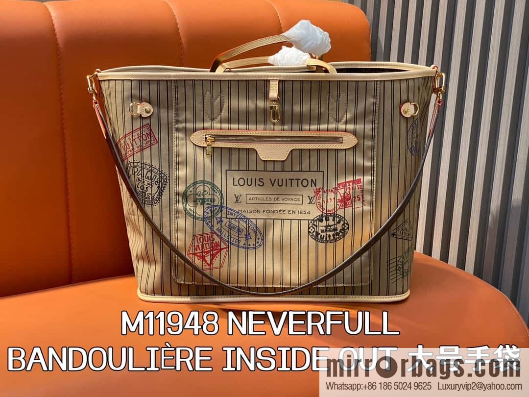 [Original order boutique] M11948 presbyopia apricot (seal double-sided) large shopping bag series NEVERFULL BANDOULIZRE INSIDE OUT large handbag
