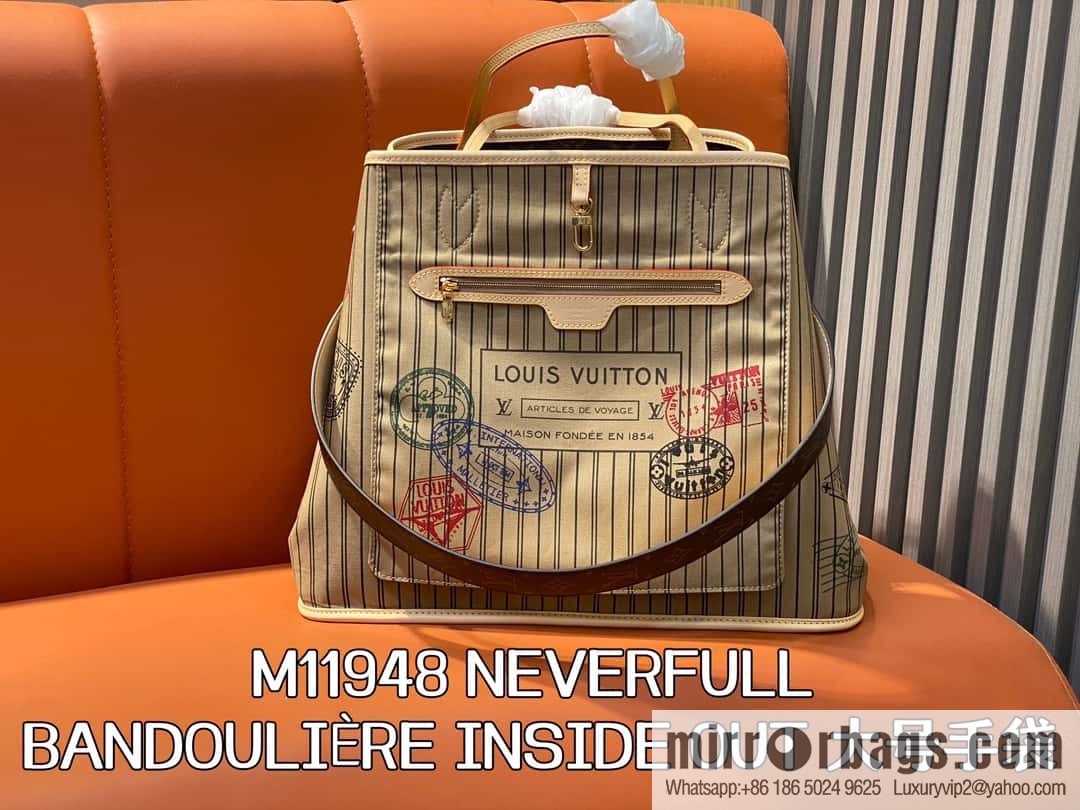 [Original order boutique] M11948 presbyopia apricot (seal double-sided) large shopping bag series NEVERFULL BANDOULIZRE INSIDE OUT large handbag