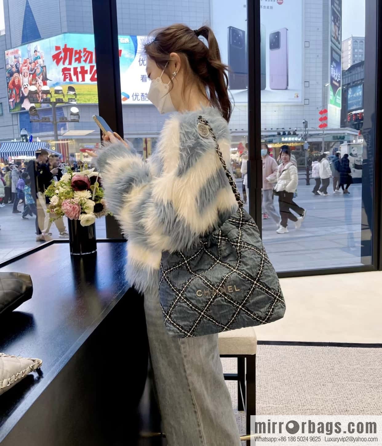 𝗖𝗛𝗔𝗡𝗘𝗟 𝟐𝟒𝐩 spring and summer new denim bag small AS3260