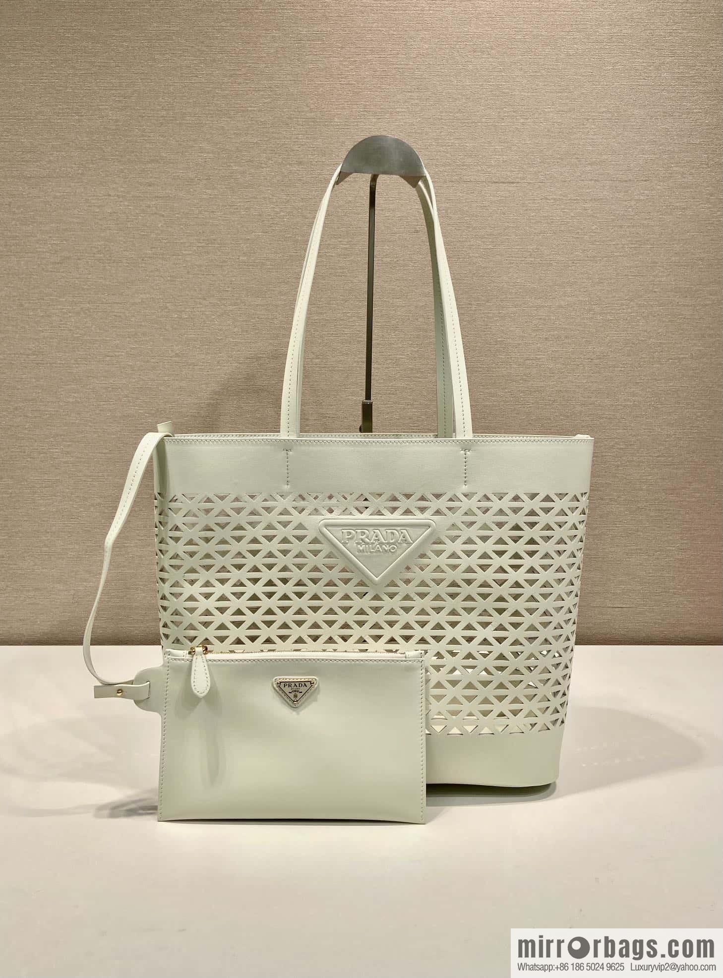 PRADA 🎉 hollow tote bag 🎉 1BG503 hollow 🎉🎉 white