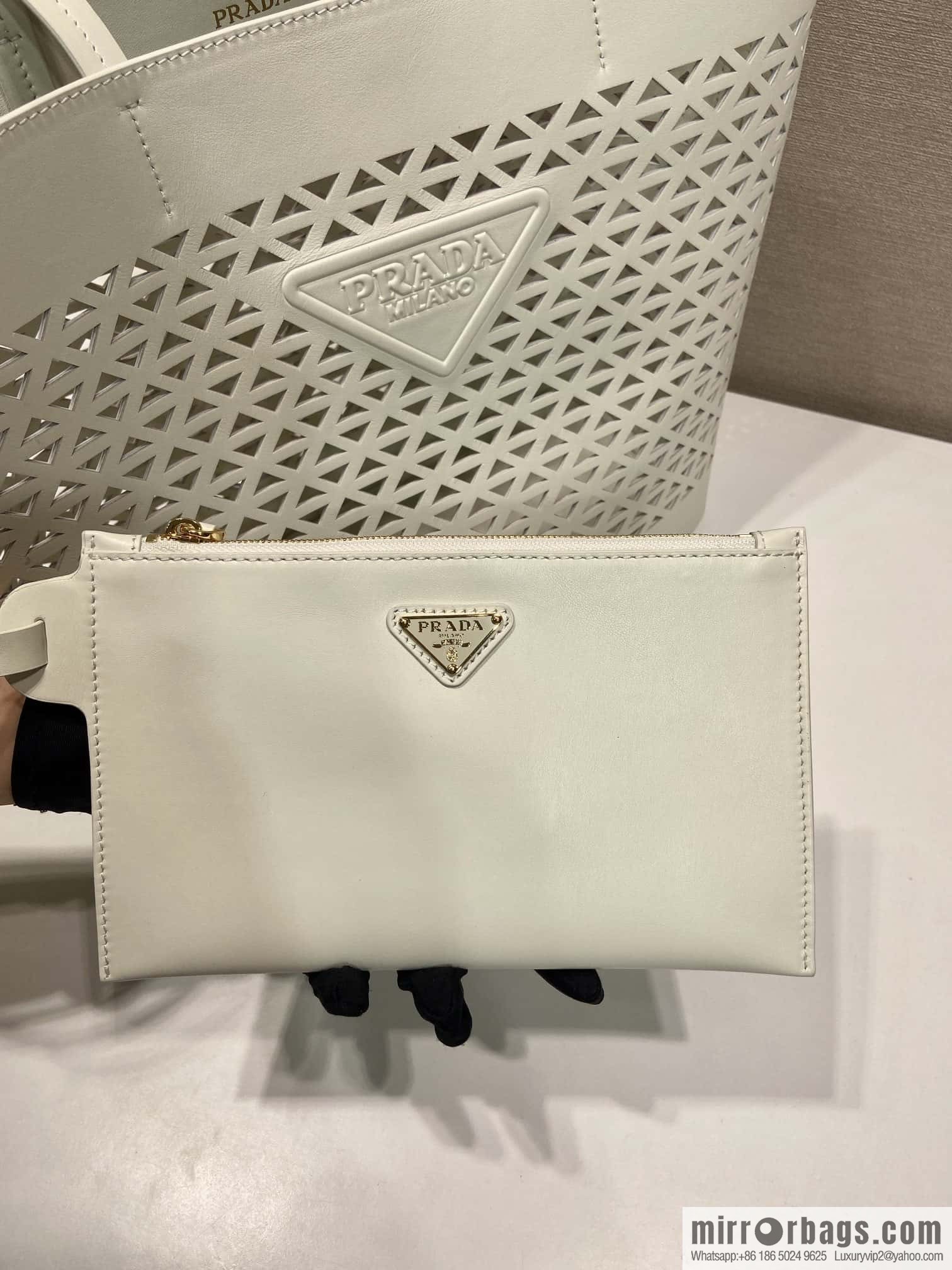 PRADA 🎉 hollow tote bag 🎉 1BG503 hollow 🎉🎉 white