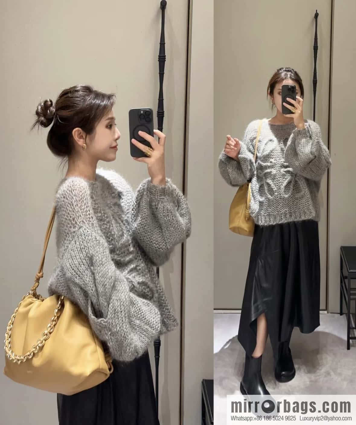 LOEWEFlamenco Purse large lucky bag 🔥 0802 yellow