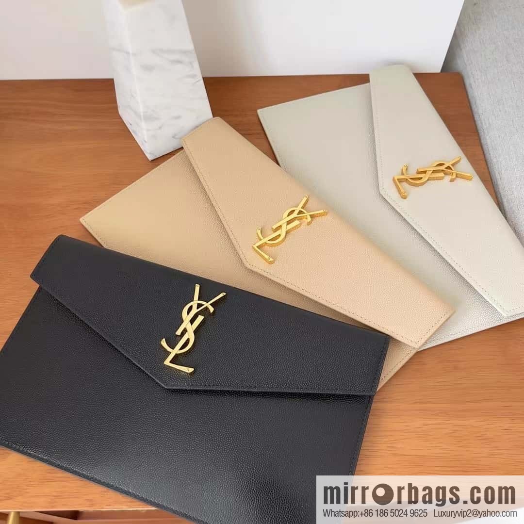 YSL 𝑼𝒑𝒕𝒐𝒘𝒏_ Caviar Clutch 565739 White