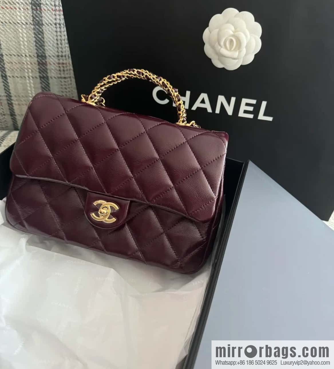 ππππππ πππ Flap New thick chain handle, burgundy, large AS5043 B17665 NZG79