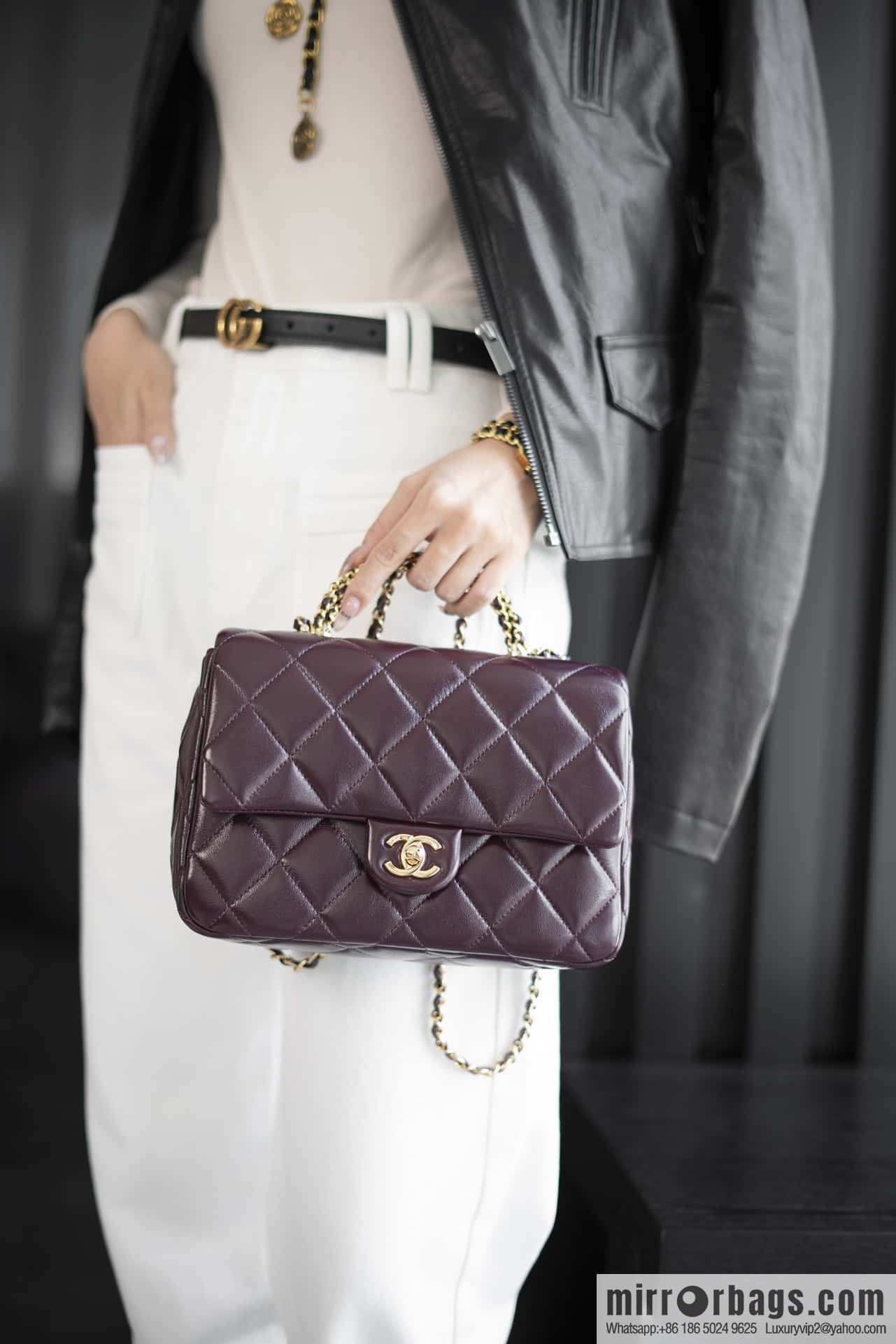 ππππππ πππ Flap New thick chain handle, burgundy, large AS5043 B17665 NZG79