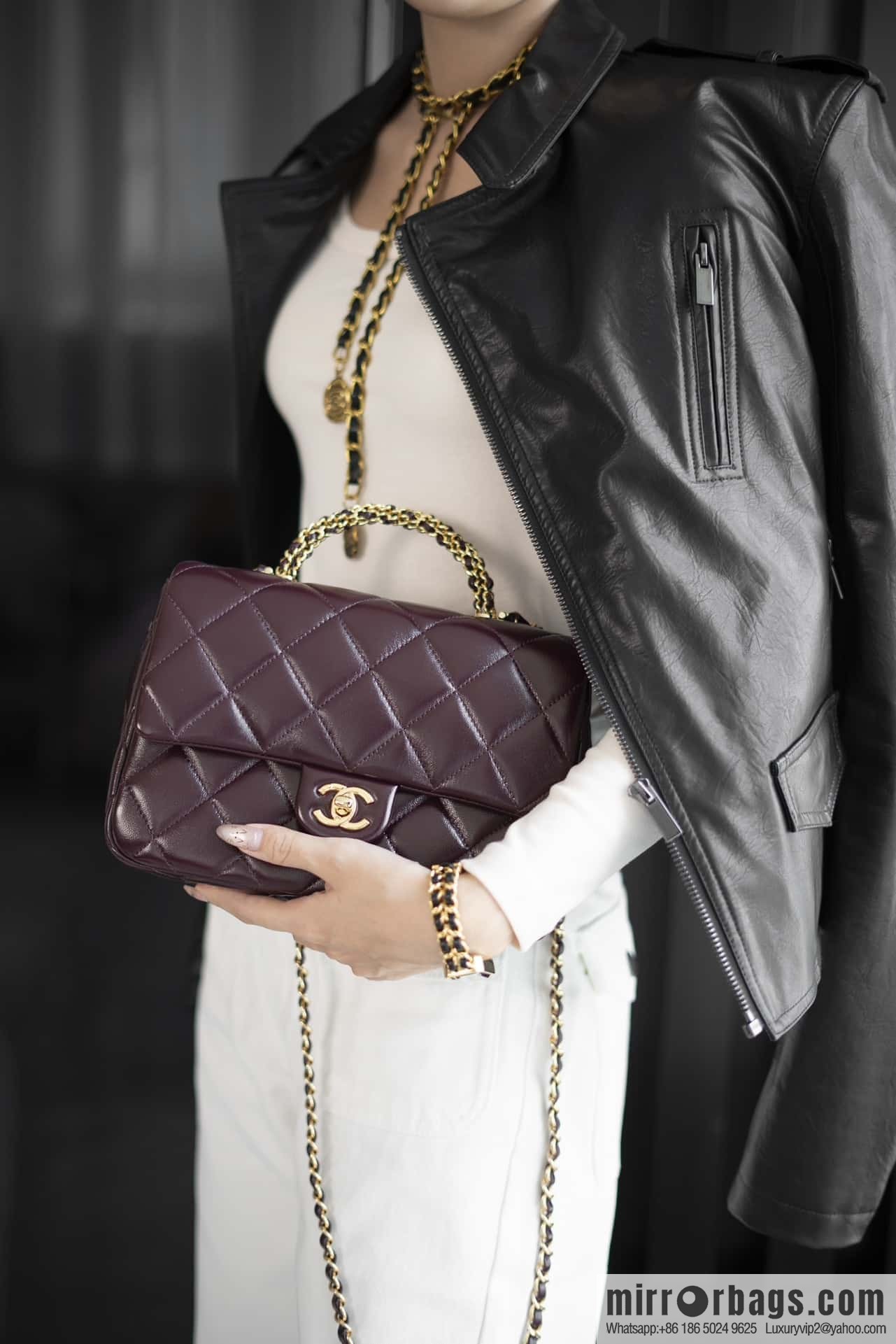 ππππππ πππ Flap New thick chain handle, burgundy, large AS5043 B17665 NZG79