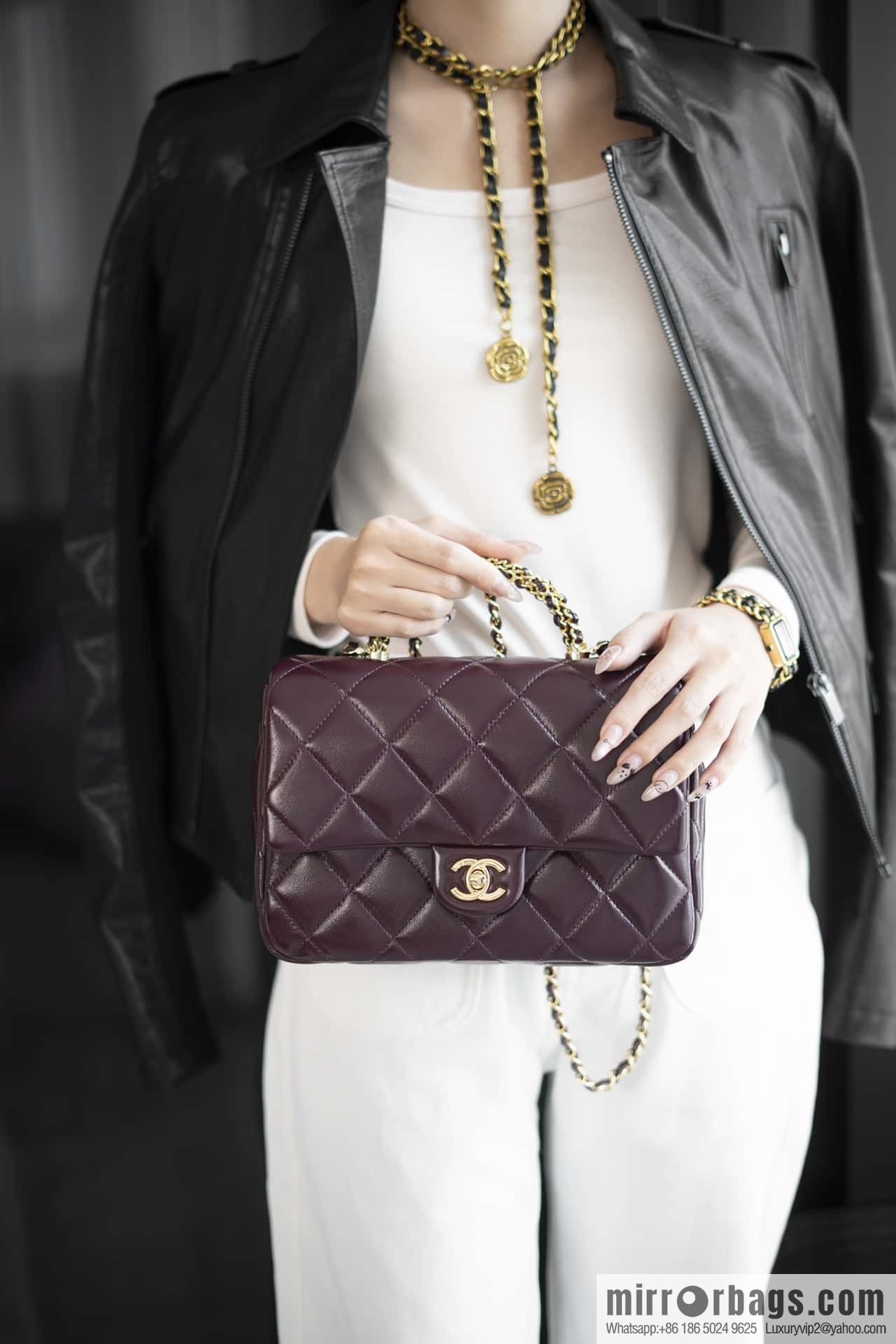 ππππππ πππ Flap New thick chain handle, burgundy, large AS5043 B17665 NZG79