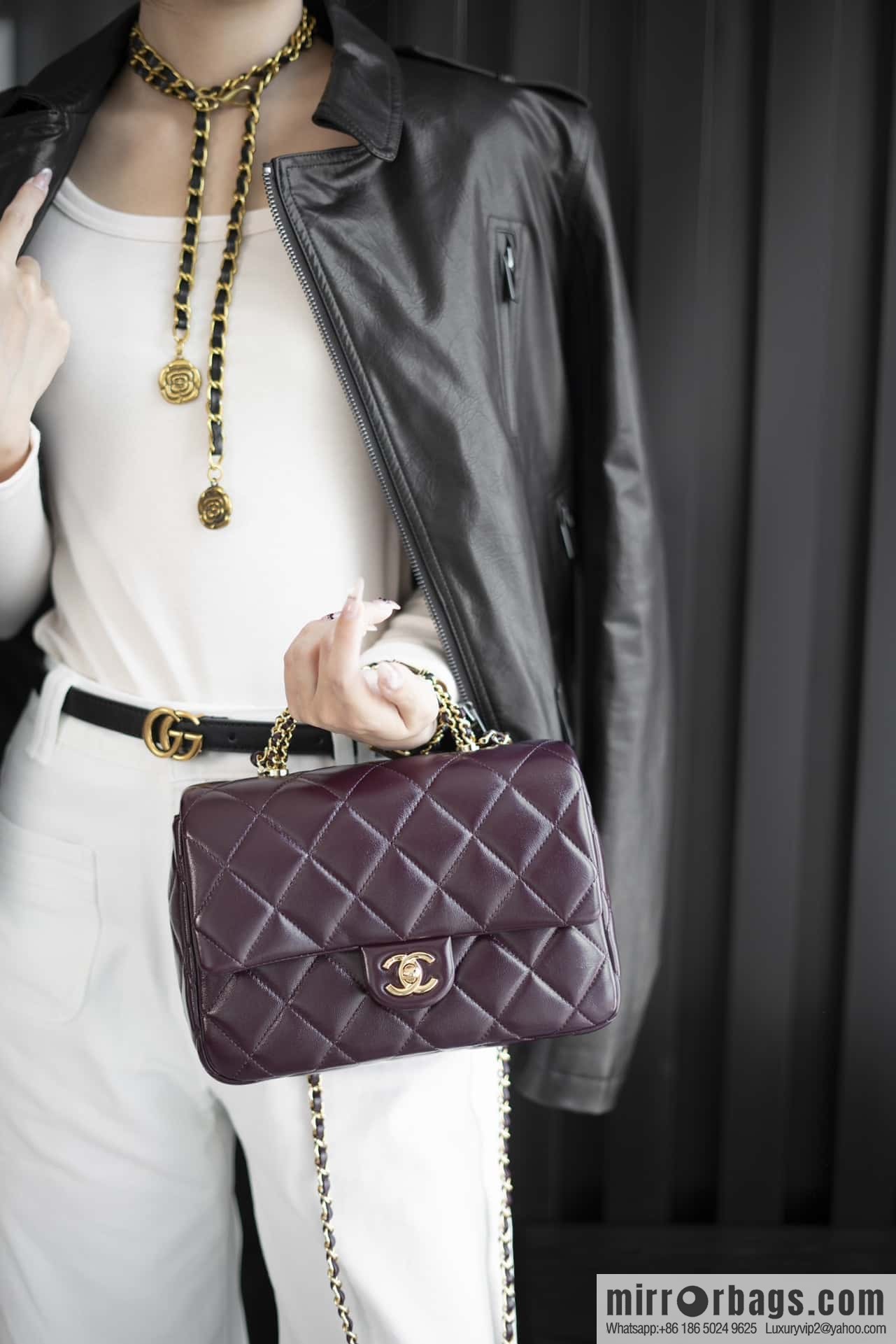 ππππππ πππ Flap New thick chain handle, burgundy, large AS5043 B17665 NZG79