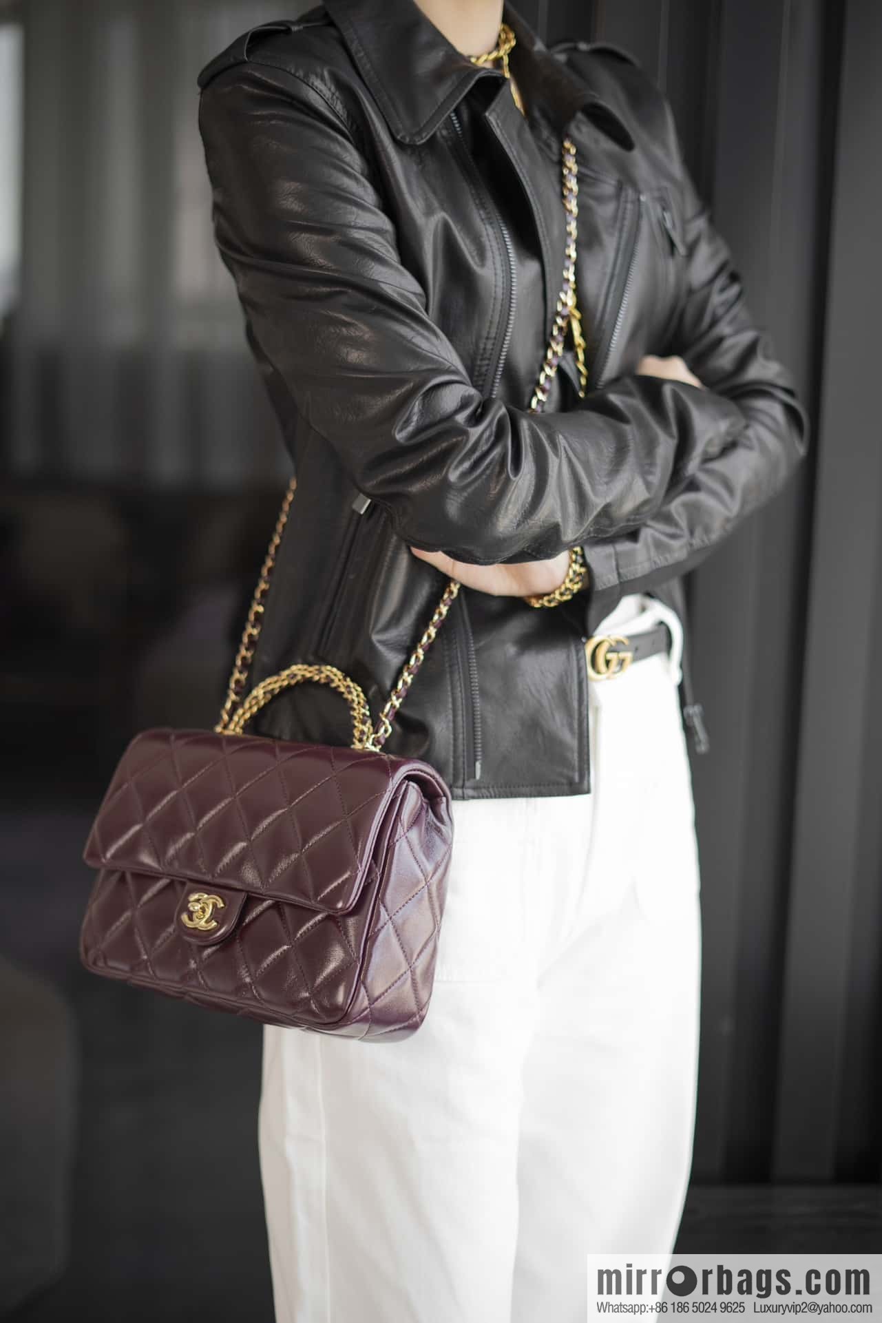 ππππππ πππ Flap New thick chain handle, burgundy, large AS5043 B17665 NZG79