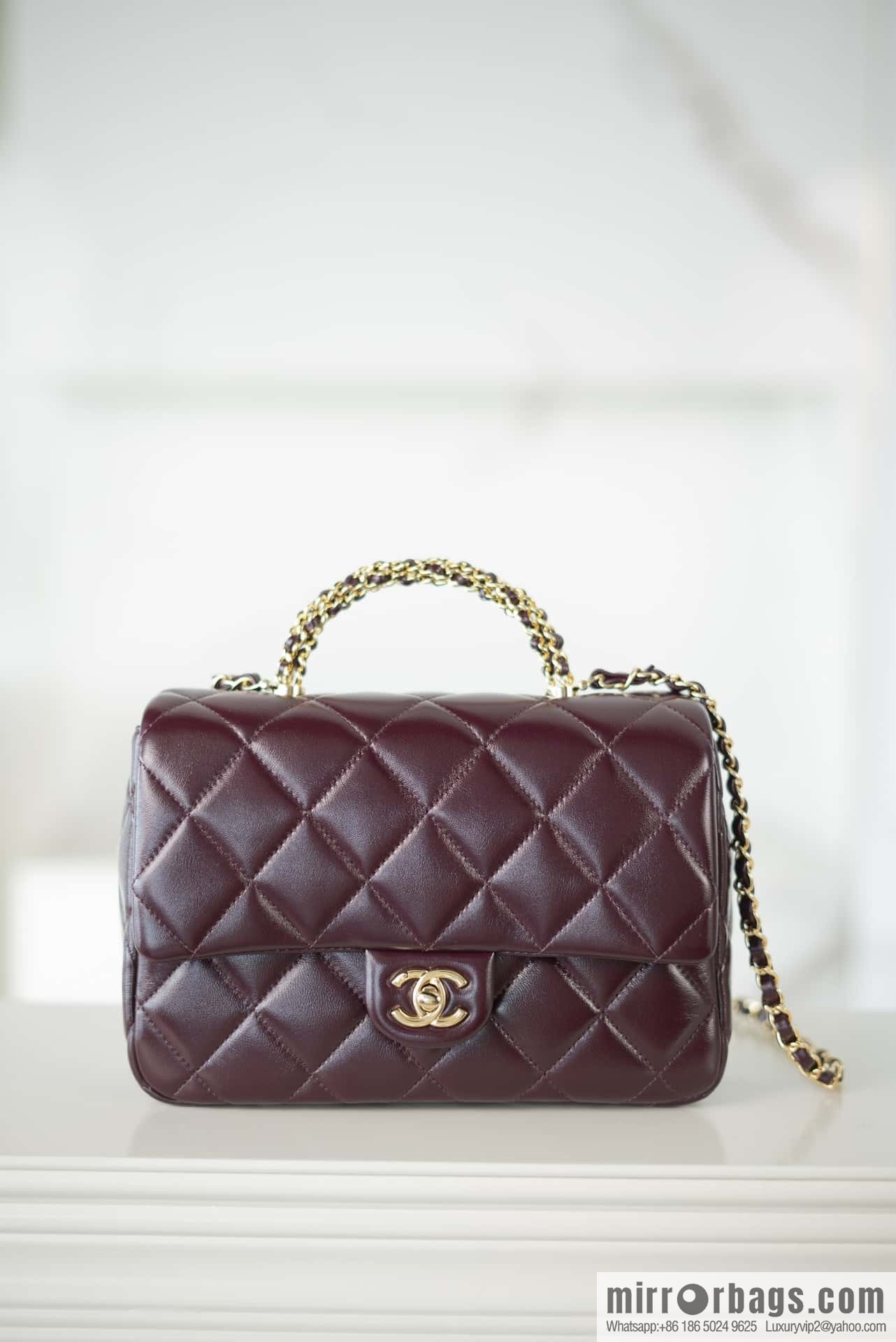 ππππππ πππ Flap New thick chain handle, burgundy, large AS5043 B17665 NZG79