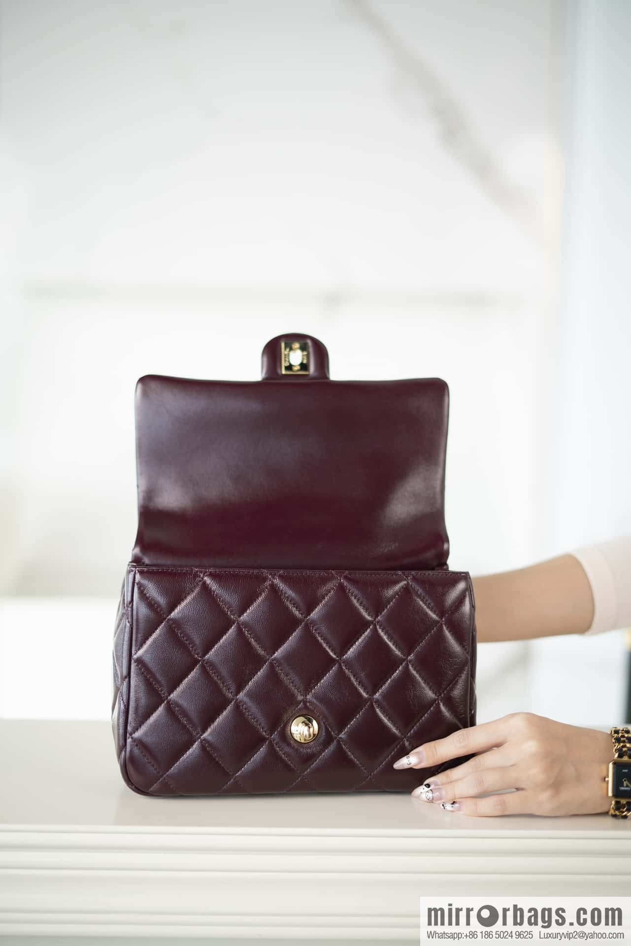 ππππππ πππ Flap New thick chain handle, burgundy, large AS5043 B17665 NZG79