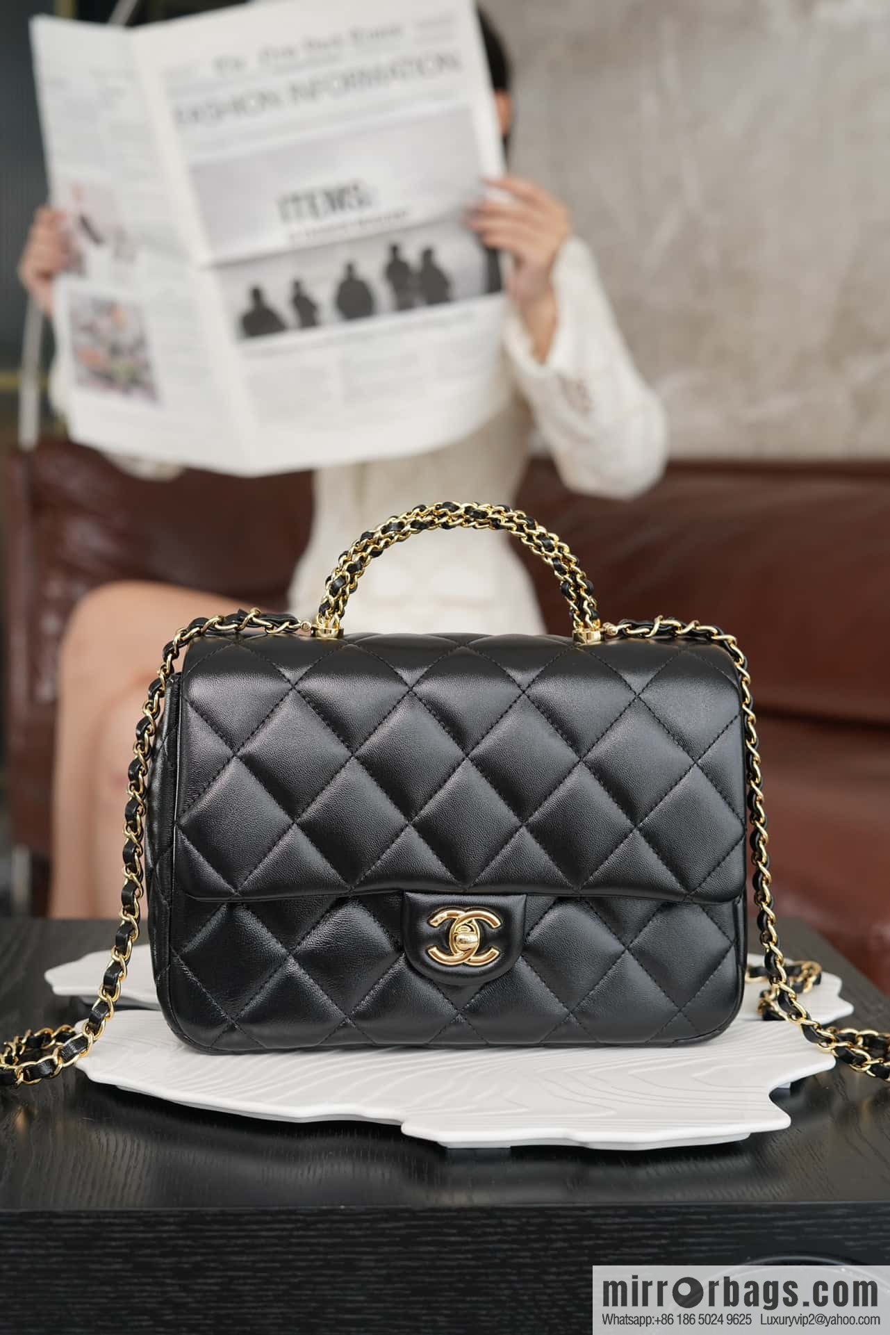 𝐂𝐇𝐀𝐍𝐄𝐋 𝟐𝟒𝐛 Flap new thick chain handle, large AS5043 black