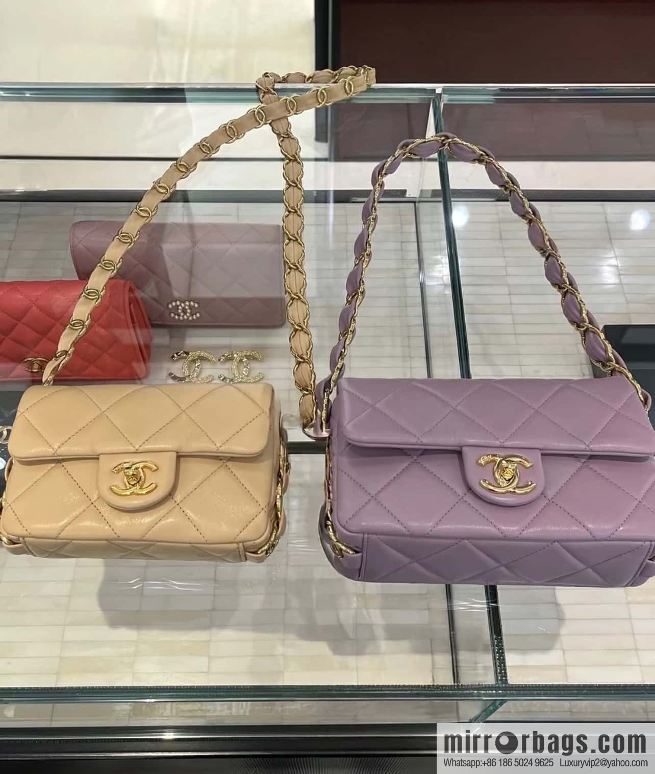 𝐂𝐇𝐀𝐍𝐄𝐋 24K thick chain armpit bag, large Mini taro purple AS5174