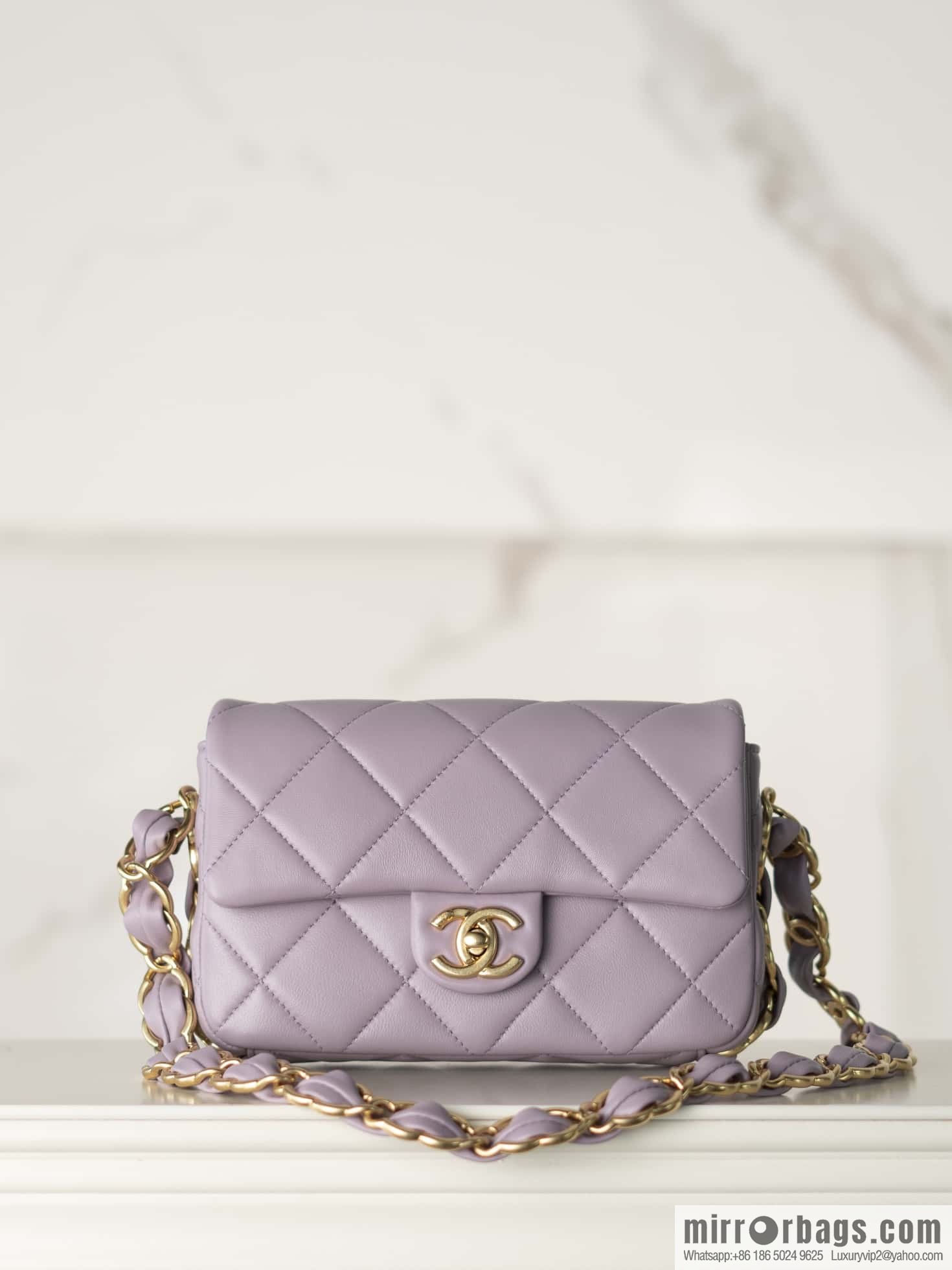 𝐂𝐇𝐀𝐍𝐄𝐋 24K thick chain armpit bag, large Mini taro purple AS5174