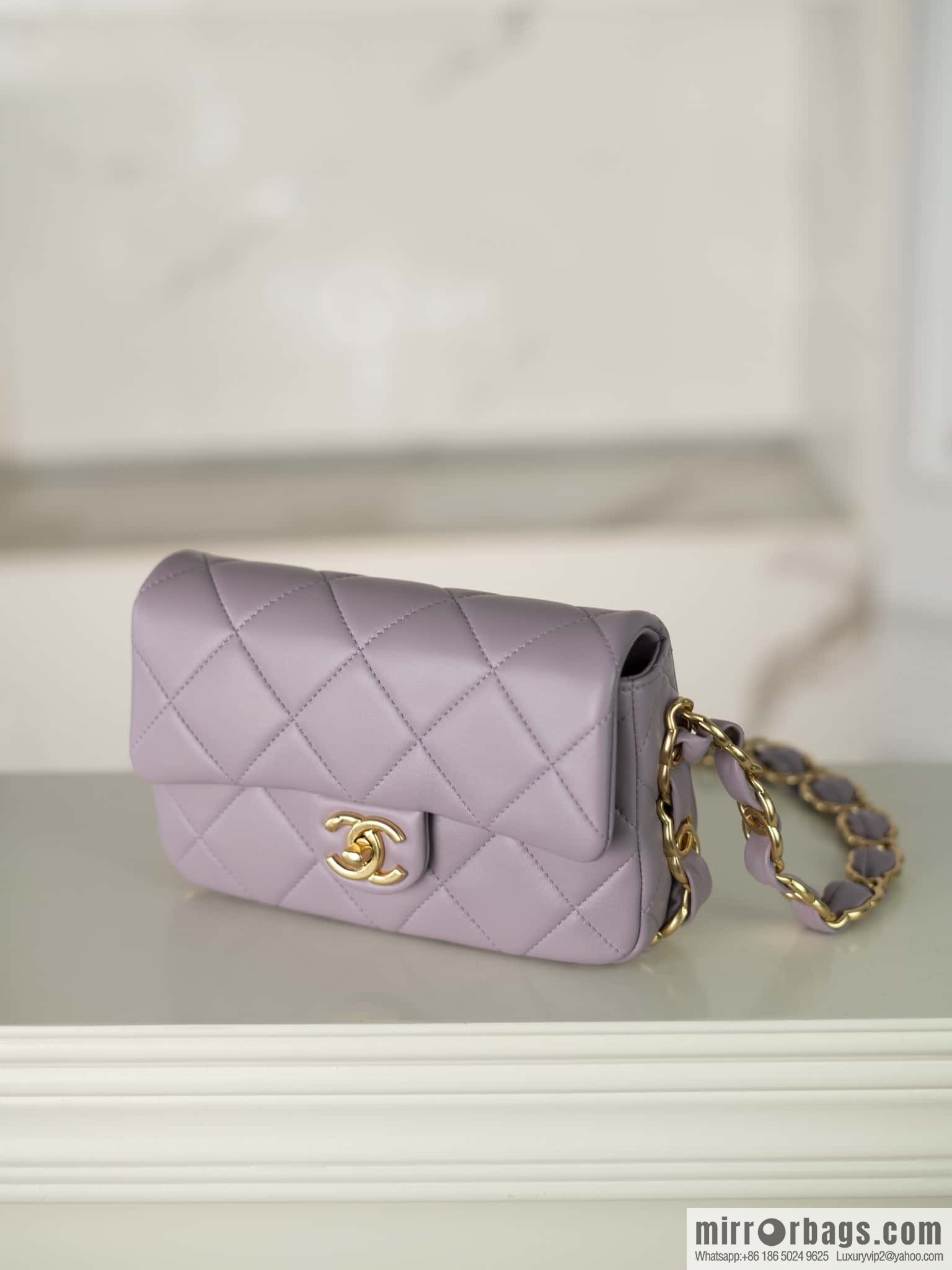 𝐂𝐇𝐀𝐍𝐄𝐋 24K thick chain armpit bag, large Mini taro purple AS5174