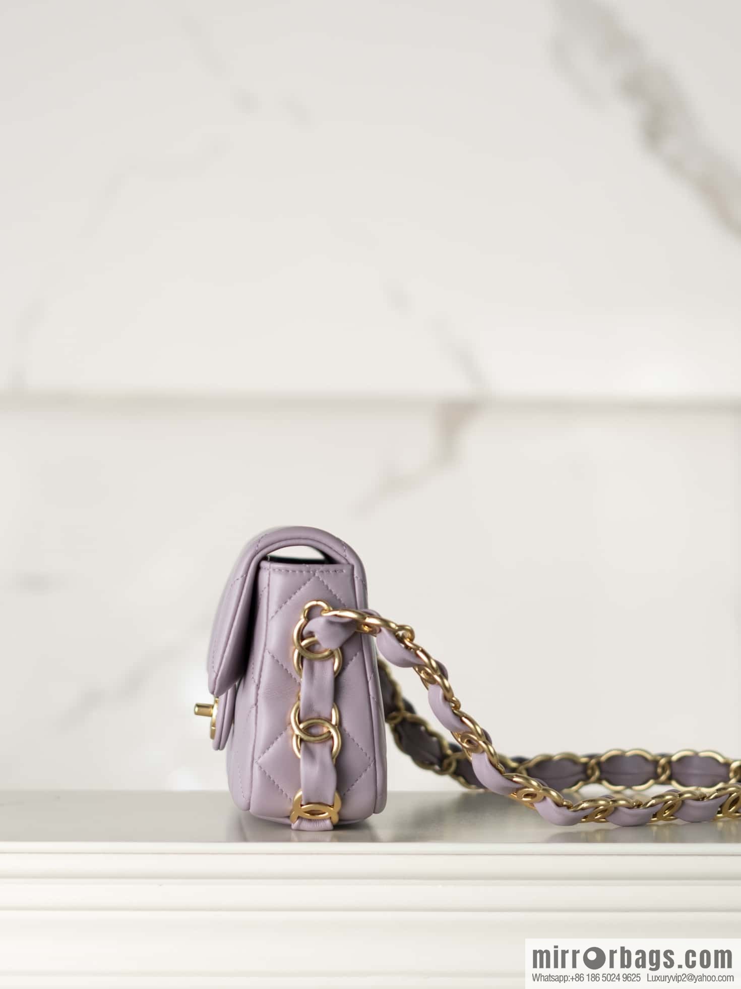 𝐂𝐇𝐀𝐍𝐄𝐋 24K thick chain armpit bag, large Mini taro purple AS5174