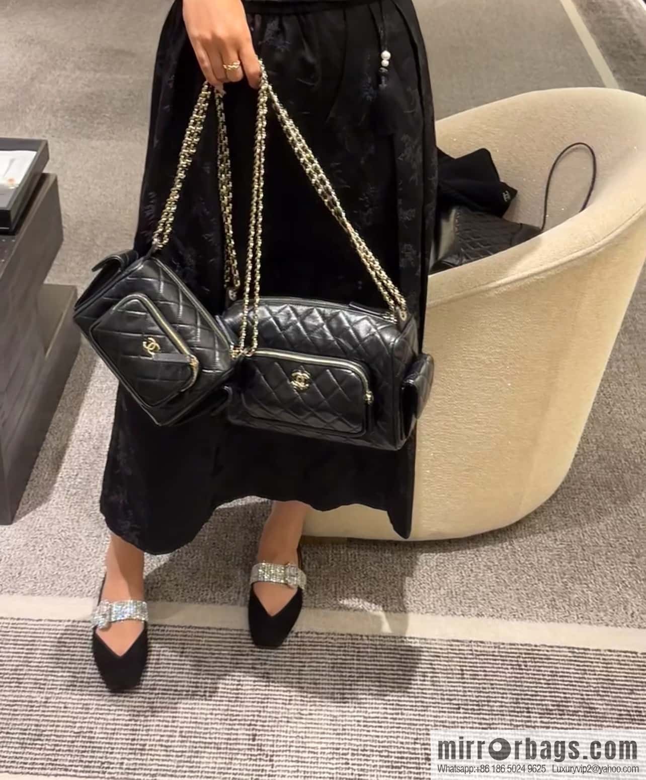 𝐂𝐇𝐀𝐍𝐄𝐋 𝟐𝟒𝐤 Camera Bag, Black Large 📷 AS5156 Black