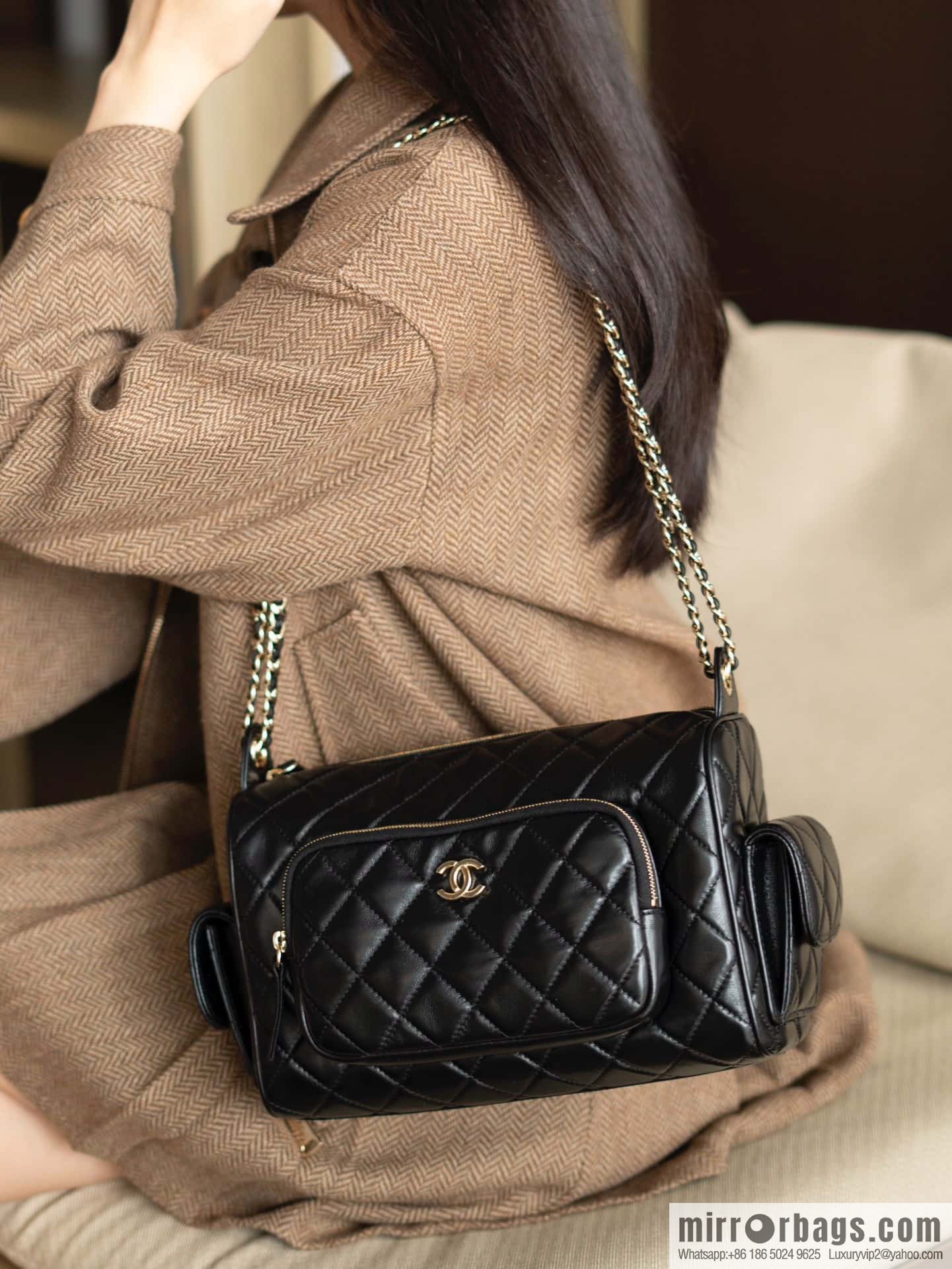 𝐂𝐇𝐀𝐍𝐄𝐋 𝟐𝟒𝐤 Camera Bag, Black Large 📷 AS5156 Black