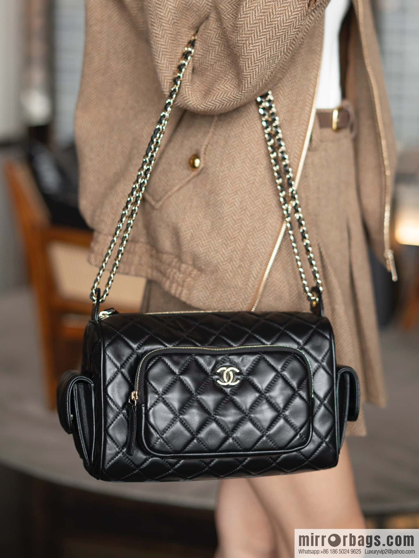𝐂𝐇𝐀𝐍𝐄𝐋 𝟐𝟒𝐤 Camera Bag, Black Large 📷 AS5156 Black