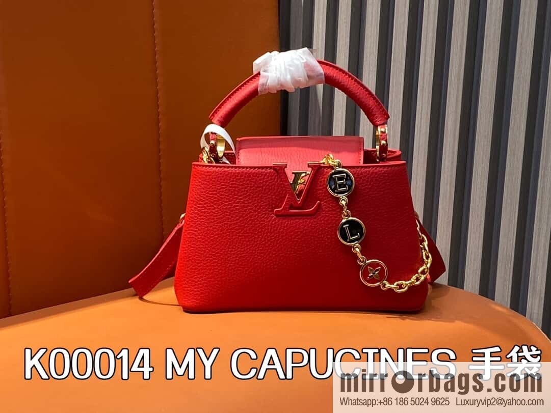 [Original order boutique] K00014 red full leather, chain cap that English series, personalized custom MY CAPUCINES handbag