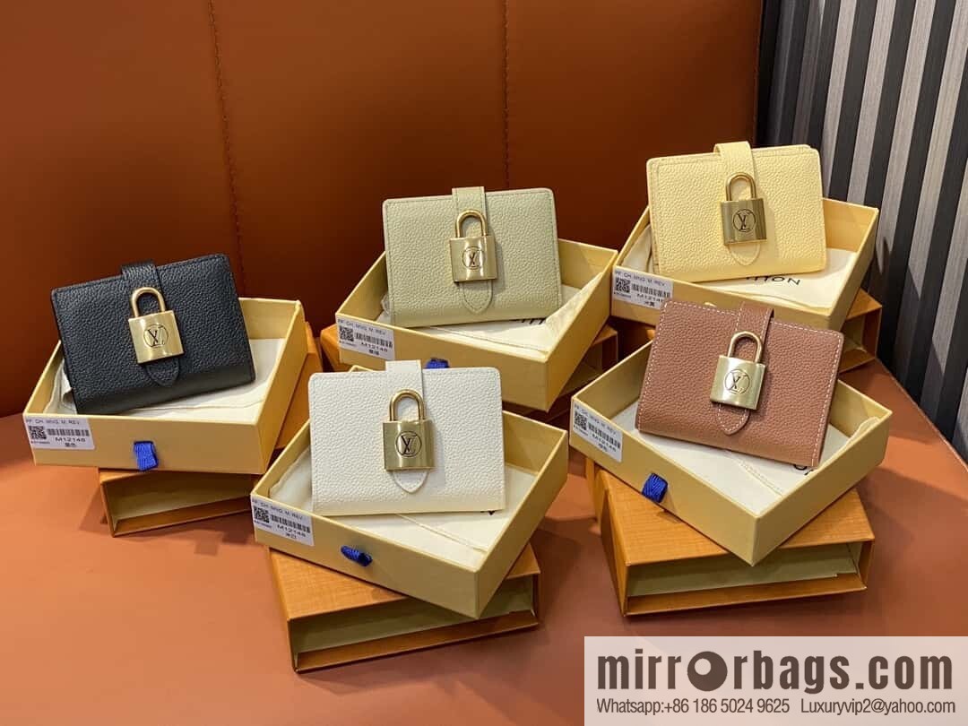 [Original order boutique] M12148 beige, full leather wallet series Portfoille Locky wallet