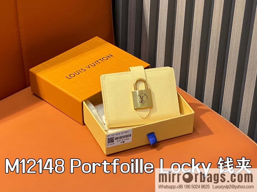 [Original order boutique] M12148 beige, full leather wallet series Portfoille Locky wallet