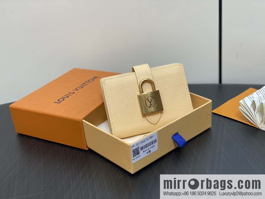[Original order boutique] M12148 beige, full leather wallet series Portfoille Locky wallet