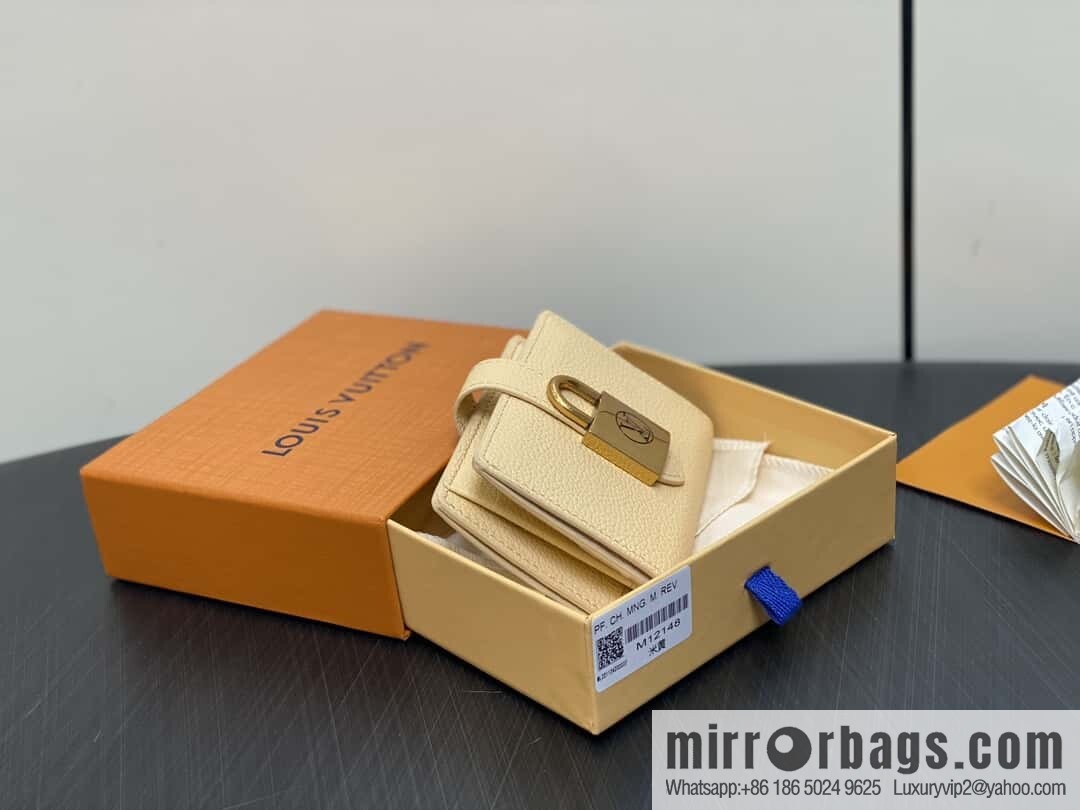 [Original order boutique] M12148 beige, full leather wallet series Portfoille Locky wallet