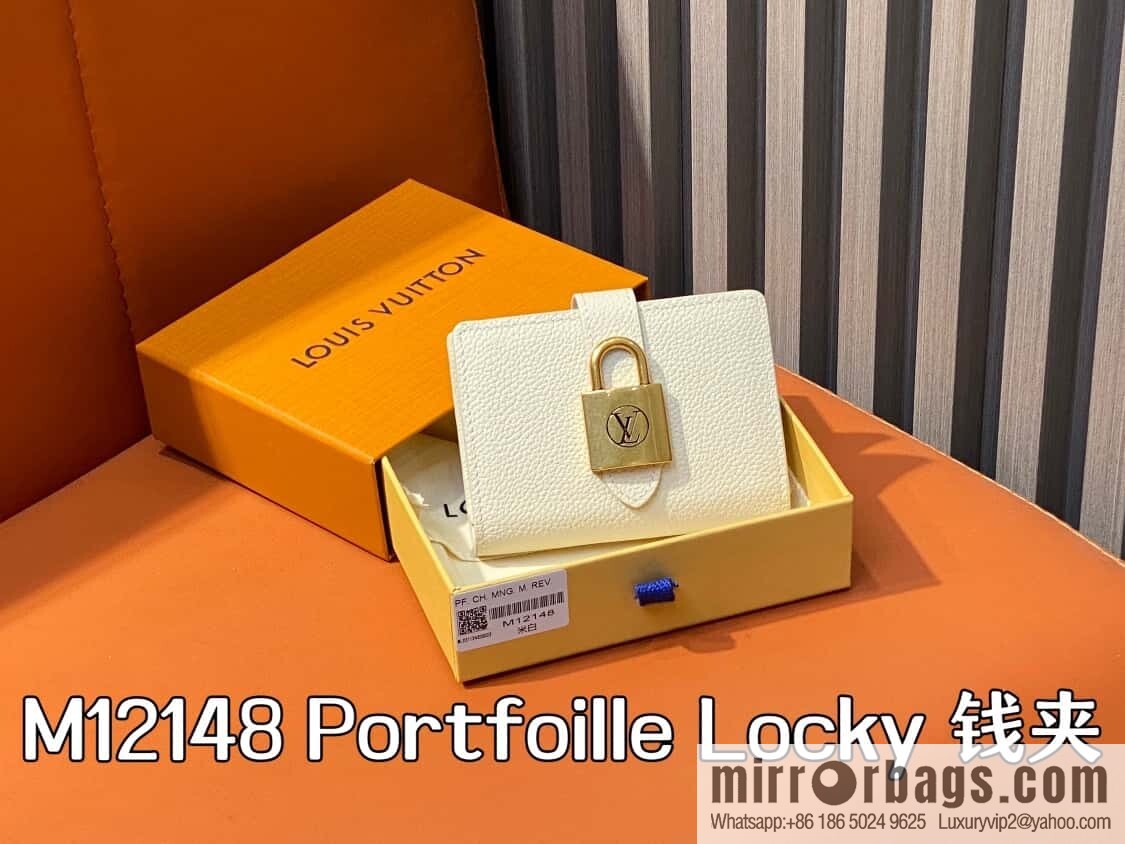 [Original order boutique] M12148 beige, full leather wallet series Portfoille Locky wallet