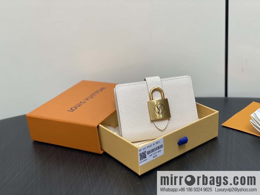 [Original order boutique] M12148 beige, full leather wallet series Portfoille Locky wallet