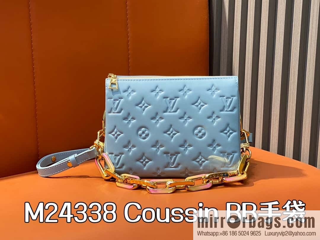 [Original order boutique] M24338 blue, full leather chain bag series, sheepskin Coussin BB handbag