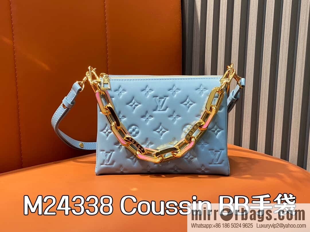 [Original order boutique] M24338 blue, full leather chain bag series, sheepskin Coussin BB handbag